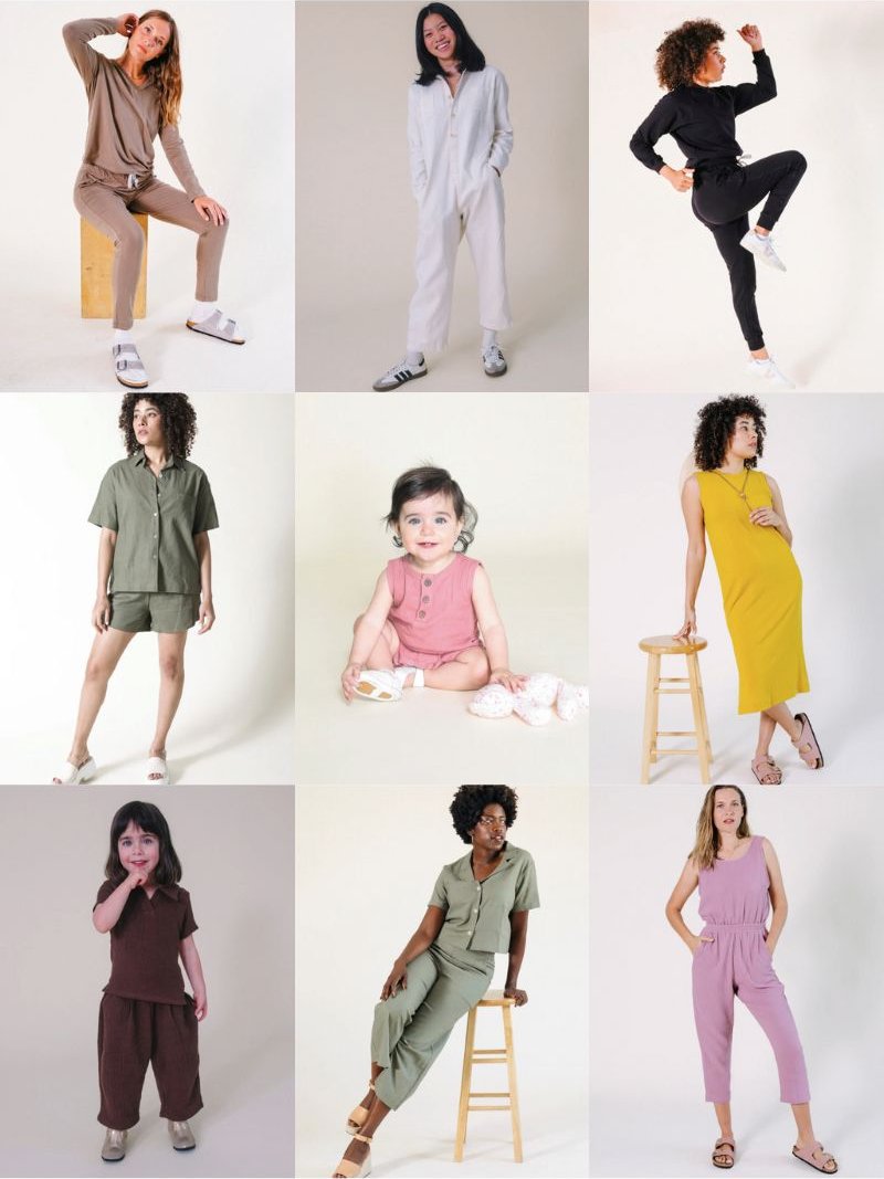 9 items from sustainable American brand Poplinen (womens and kids clothes)