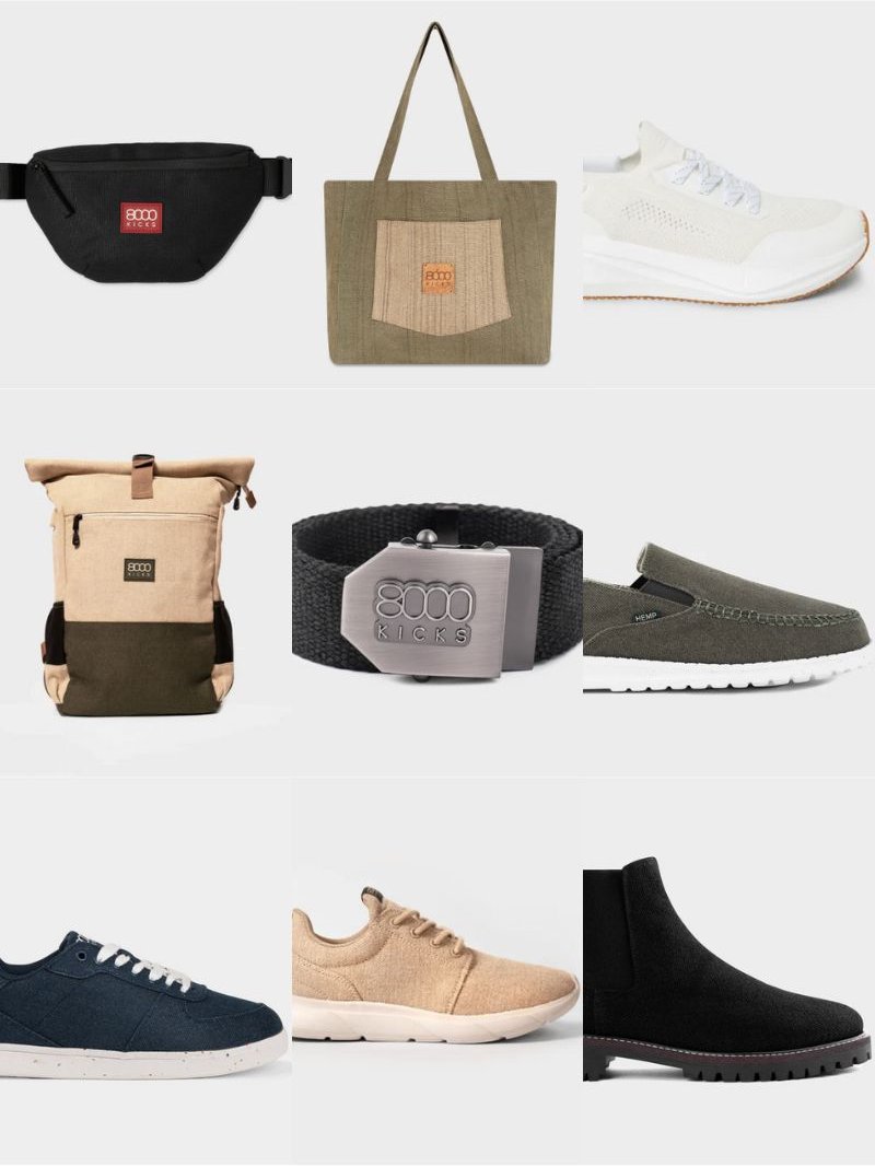 9 items from sustainable American brand 8000Kicks (shoes, bags & belts)